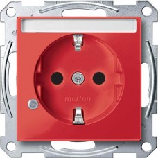 Механізм розетки з індикацією та полем для напису Merten Shuko, 2 полюса, 16А. Колір Рубіновий, MTN2303-0306