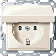 Механізм розетки з кришкою та шторками Merten Shuko, 2 полюса, 16А. Колір Бежевий, MTN2310-0344
