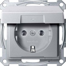 Механізм розетки з кришкою Merten Shuko, 2 полюса, 16А. Колір Алюміній, MTN2311-0460