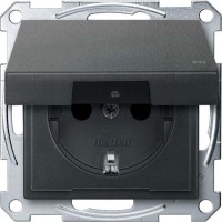 Механізм розетки IP44 з кришкою Merten Shuko, 2 полюса, 16А. Колір Антрацит, MTN2314-0414 Механізм розетки IP44 з кришкою Merten Shuko, 2 полюса, 16А. Колір Антрацит, MTN2314-0414