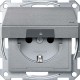 Механізм розетки IP44 з кришкою Merten Shuko, 2 полюса, 16А. Колір Алюміній, MTN2314-0460