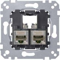 Механизм компьютерной розетки RJ45 2 поста, кат. 6 UTP (MTN4576-0002)