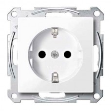 Механизм розетки с заземлением и накладкой Merten Shuko, 2 полюса, 16А активный белый (MTN2301-0325)