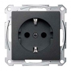 Механизм розетки с заземлением и накладкой Merten Shuko, 2 полюса, 16А Антрацит, MTN2301-0414