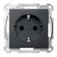Механизм розетки с заземлением и накладкой Merten Shuko, 2 полюса, 16А Антрацит, MTN2301-0414