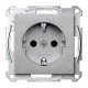 Механизм розетки с заземлением и накладкой Merten Shuko, 2 полюса, 16А Алюминий, MTN2301-0460