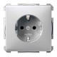 MTN2300-4060 Механізм розетки з захисними шторками та заземленням Merten Shuko, 2 полюса, 16А. Колір Алюміній