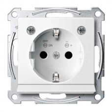 Механізм розетки з заземленням, захисн. шторками, накладкою та підсвічуванням Merten Shuko, 2 полюса, 16А полярно-білий (MTN2304-0319)