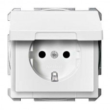 Механизм розетки с крышкой защитными шторками и заземлением Merten Shuko, 2 полюса, 16А полярно-белый (MTN2310-4019)