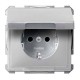 MTN2310-4060 Механизм розетки с крышкой, защитными шторками и заземлением Merten Shuko, 2 полюса, 16А Алюминий