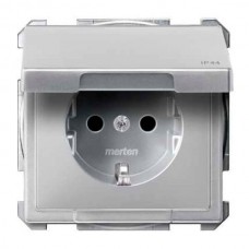 MTN2314-4060 Механізм розетки з кришкою, IP44 Merten Shuko, 2 полюса, 16А. Колір Алюміній
