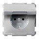 MTN2314-4060 Механізм розетки з кришкою, IP44 Merten Shuko, 2 полюса, 16А. Колір Алюміній