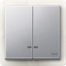 Двойная клавиша с окошком для световой индикации IP44 Merten System M. Алюминий MTN3424-0460 Двойная клавиша с окошком для световой индикации IP44 Merten System M. Алюминий MTN3424-0460