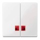 Подвійна клавіша з червоним прямокутним віконцем для світлової індикації Merten System M. Колір Полярно-Білий