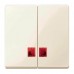 Двойная клавиша с красным прямоугольным окошком для световой индикации Merten System M. Цвет Бежевый MTN3456-0344 
