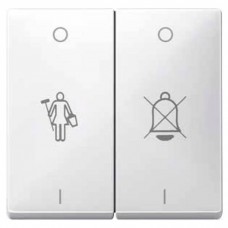 Двойная клавиша с пиктограммами «перечеркнутый звонок» и «горничная» Merten System Design. Цвет Полярно-белый (MTN412619)