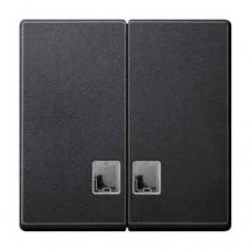 Двойная клавиша с бесцветным прямоугольным окошком для световой индикации Merten System M. Цвет Антрацит (MTN437514)