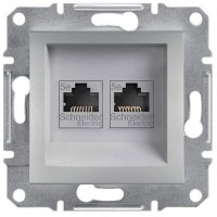 ⚡Розетка комп'ютерна подвійна категорії 5e UTP Asfora алюміній (EPH4400161) ⚡Розетка комп'ютерна подвійна категорії 5e UTP Asfora алюміній (EPH4400161)