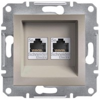 ⚡Розетка компьютерная двойная категории 5e UTP Asfora бронза (EPH4400169) ⚡Розетка компьютерная двойная категории 5e UTP Asfora бронза (EPH4400169)