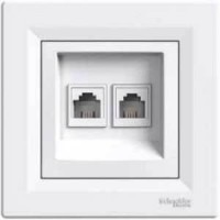 ⚡Розетка подвійна телефонна RJ11 + комп'ютерна RJ45 Asfora (EPH4900121)