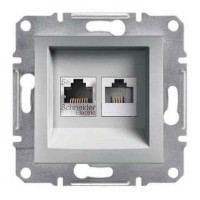 ⚡Розетка подвійна телефонна RJ11 + комп'ютерна RJ45 Asfora алюміній (EPH4900161) ⚡Розетка подвійна телефонна RJ11 + комп'ютерна RJ45 Asfora алюміній (EPH4900161)