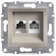 ⚡Розетка двойная телефонная RJ11 + компьютерная RJ45 Asfora бронза (EPH4900169)
