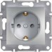 Розетка с заземлением и защитными шторками Schneider Electric серии Asfora 16А алюминий (EPH2900261)