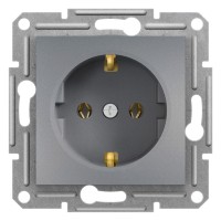 Розетка з заземленням Asfora 16А сталь (EPH2900162)