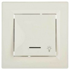 ⚡ Кнопочный выключатель с подсветкой и символом свет Asfora IP20 кремовый (EPH1800123)