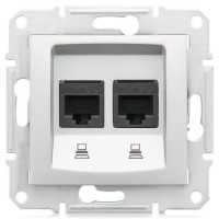 ⚡SDN5000123 Компьютерная розетка двойная UTP RJ45 кат.6 экранированная Sedna. Цвет Слоновая кость