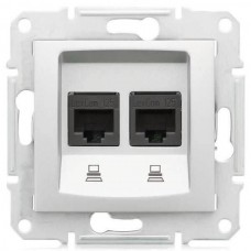 SDN4400160 Комп'ютерна розетка подвійна UTP RJ45 кат.5e неекранована Sedna. Колір Алюміній