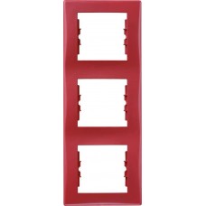 ⚡SDN5801341 Декоративная рамка 3-постовая вертикальная Sedna. Цвет Красный