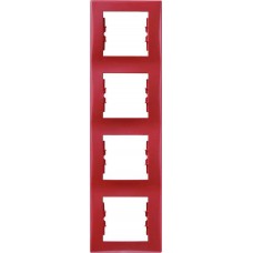 ⚡SDN5802041 Декоративная рамка 4-постовая вертикальная Sedna. Цвет Красный