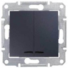 SDN0300370 Двоклавішний вимикач з підсвічуванням 10A серії Sedna. Колір Графіт