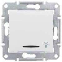 ⚡SDN1800121 Кнопочный выключатель с символом свет и подсветкой 10A серии Sedna. Цвет Белый