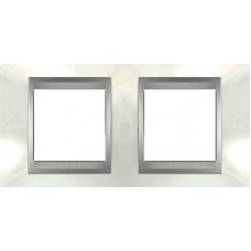 Рамка двомісна Unica Top. Колір Білосніжний/Алюміній MGU66.004.092