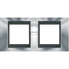 Рамка двомісна Unica Top. Колір Блискучий хром/Графіт MGU66.004.210