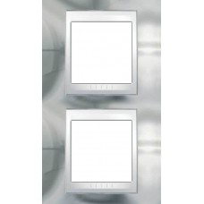 Рамка двомісна Unica Top. Колір Блискучий хром/Білий MGU66.004V.810