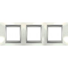 Рамка 3-местная Unica Top. Цвет Белоснежный/Алюминий MGU66.006.092