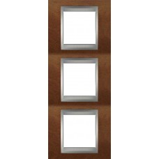 Рамка тримісна Unica Top. Колір Черешня/Алюміній MGU66.006V.0M2