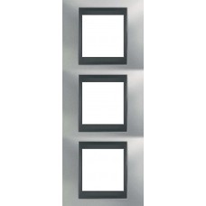 Рамка 3-местная Unica Top. Цвет Матовый хром/Графит MGU66.006V.238