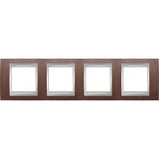 Рамка чотиримісна Unica Top. Колір Венге/Алюміній MGU66.008.0M3