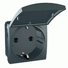 Розетка силова з заземленням з захисними шторками та кришкою Unica MGU3.037.12TA
