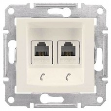 SDN4201123 Телефонна розетка подвійна RJ11 Sedna. Колір Слонова кістка