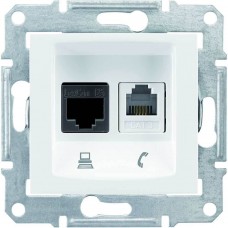 SDN5100121 PC + телефонна розетка RJ11 + RJ45, кат. 5e, неекранована Sedna. Колір Білий
