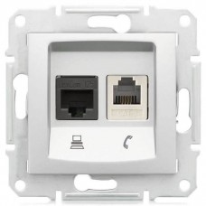 SDN5100123 PC + телефонна розетка RJ11 + RJ45, кат. 5e, неекранована Sedna. Колір Слонова кістка