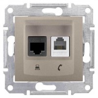 ⚡Комп'ютерна + телефонна розетка (RJ45 + RJ11), кат. 6, неекранована. Sedna. Колір Титан (SDN5200168) ⚡Комп'ютерна + телефонна розетка (RJ45 + RJ11), кат. 6, неекранована. Sedna. Колір Титан (SDN5200168)