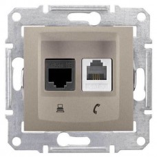 ⚡Комп'ютерна + телефонна розетка  (RJ45 + RJ11), кат. 6, неекранована. Sedna. Колір Титан (SDN5200168)