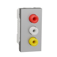 ⚡Розетка 3 RCA 1 модуль Unica New алюминий (NU343130)
