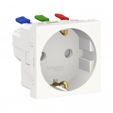 ⚡Розетка з заземленням та шторками, самозажимні клеми 16А Unica New біла (NU305718)